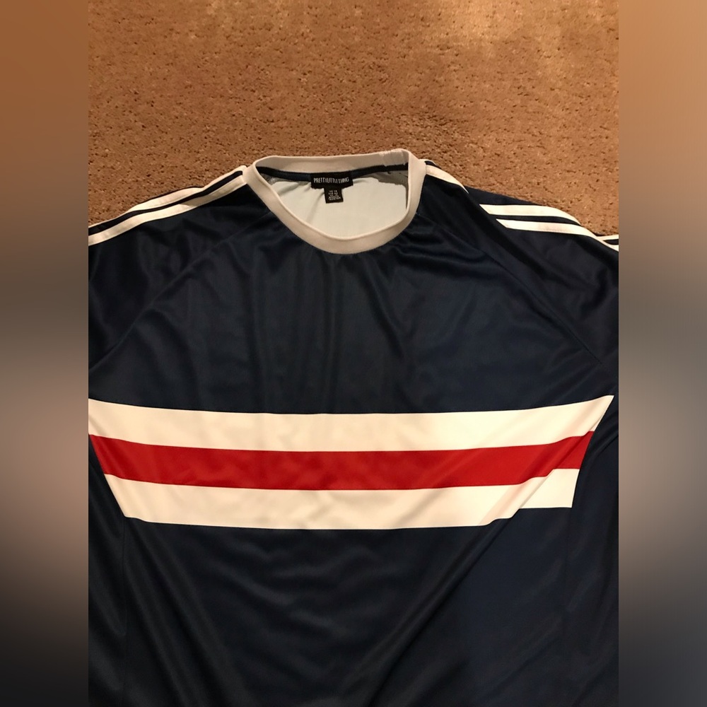 Womens Dark Blue Jersey with Red and White Accents